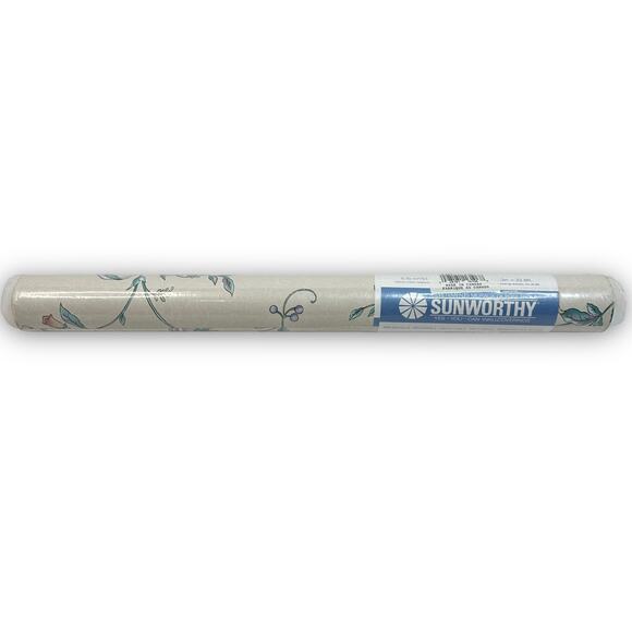 VTG 1994 Unused Sunworthy Solid Vinyl Floral Wallpaper SB352 Double Roll 55 SqFt - Picture 1 of 5